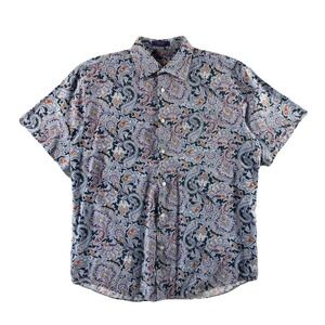 Robert Graham Shirt Mens XL Button-Up Paisley Floral All Over Print Short-Sleeve